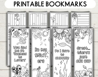 Printable Coloring Bookmarks: Bookshelf Reading Tracker (PDF)
