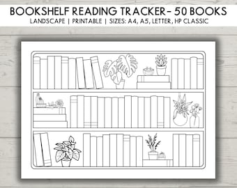 Registro de lectura imprimible para estantería: Registro de lectura de 50 libros (descarga digital)