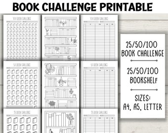 Book Challenge Printable: Reading Tracker, Coloring Bookshelf (PDF)