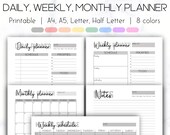 Printable Planner Bundle: Daily, Weekly, Monthly Schedule (Digital Download)
