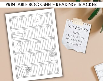 100-book Reading Tracker Bookshelf – Cat Theme Coloring Log (PDF) - Etsy