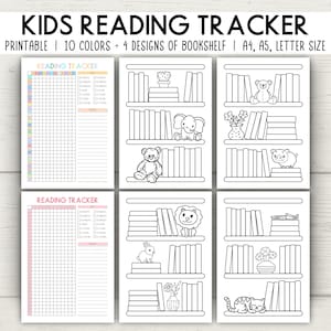 Rastreador de lectura para niños imprimible, registro de lectura de estantería para niños A4 A5 carta, rastreador de libros para niños, desafío de lectura 25 libros para niños