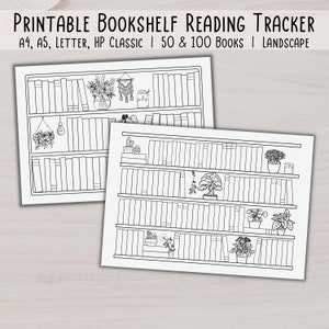 Reading Tracker Imprimable, Bibliothèque paysagère Journal de lecture A4 A5 Lettre HP Classic, Reading Challenge 50&100books, Planificateur de lecture