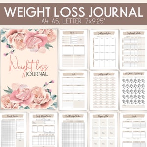Gewichtsverlies Journal Afdrukbaar, Beige Fitness Planner, Weight Tracker, Fitness challenge, Weight Loss Chart Health Journal, Maaltijdplanner