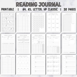 Diario di lettura stampabile, pianificatore di lettura, diario di recensione di libri, riepilogo di libri, tracker di lettura stampabile, perfetto per il club del libro