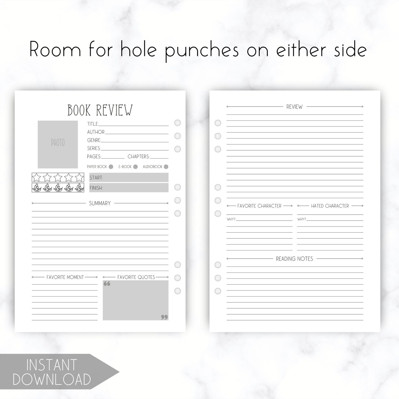 Book Review Template Reading Tracker Printable Reading - Etsy