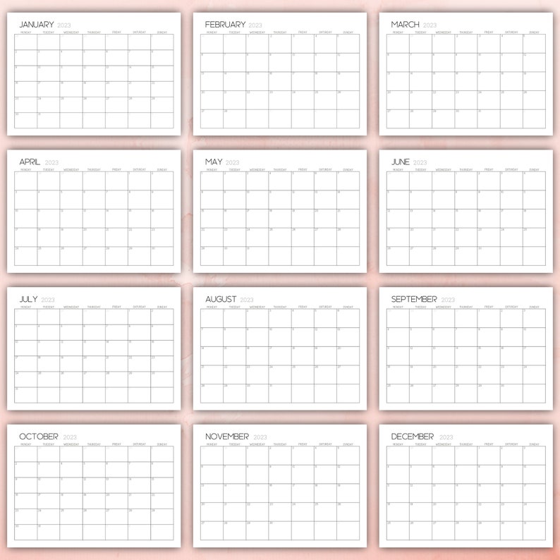 2023-calendar-printable-landscape-2023-minimalist-planner-etsy