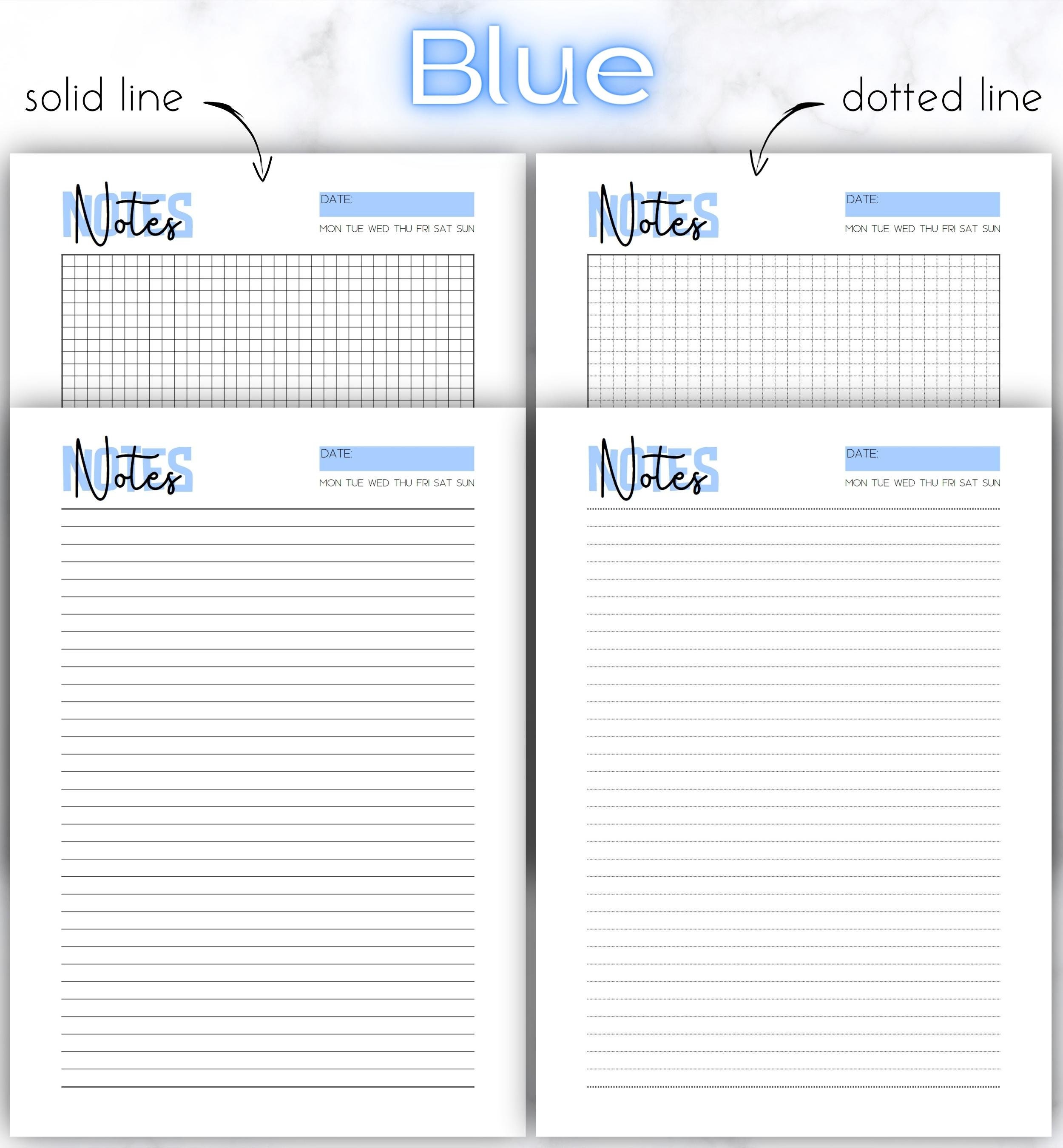 Colorful Notes Pages Printable: Lined & Graph Paper (PDF) - Etsy