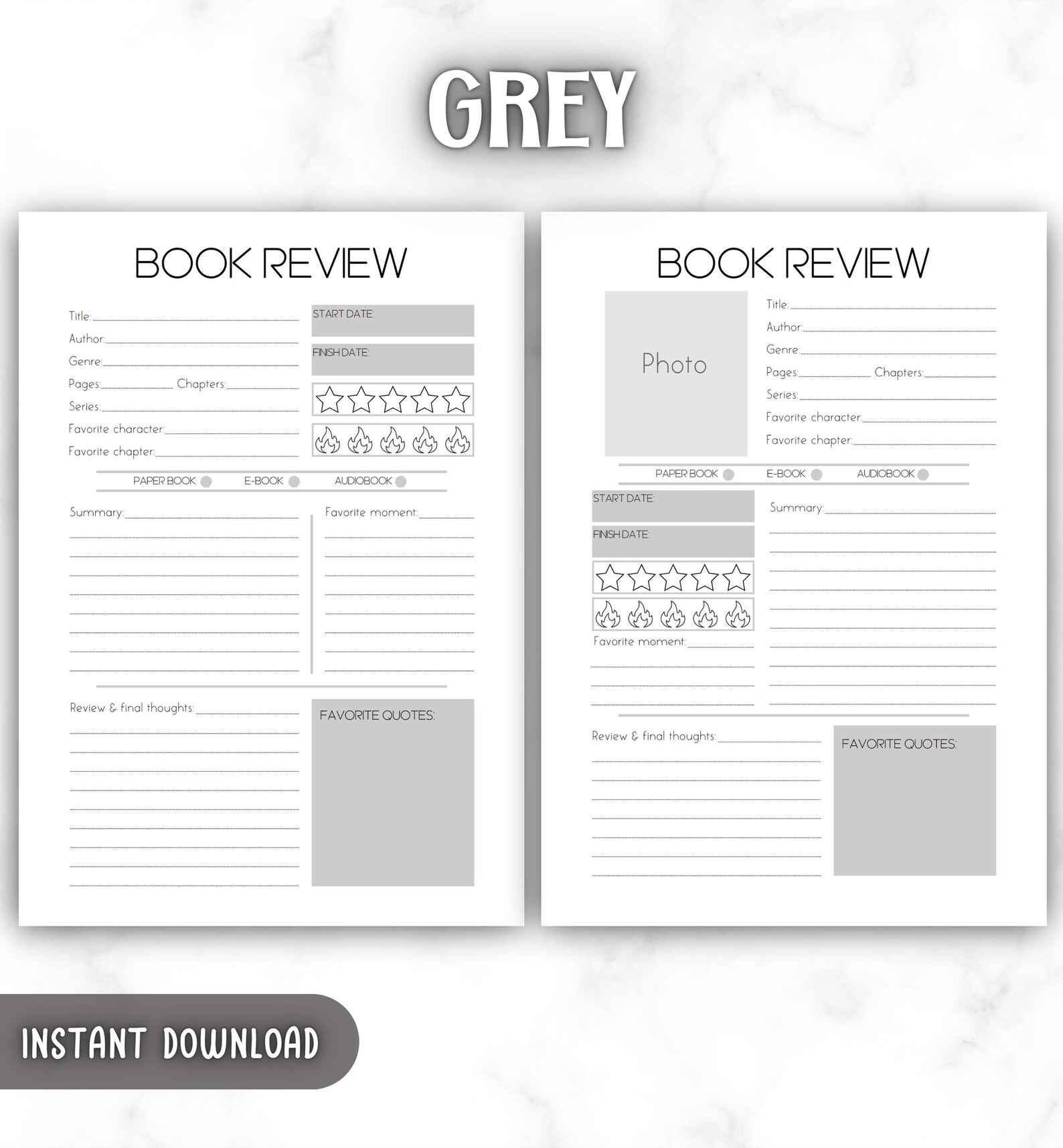 Book Review Template Printable Reading Journal, Reading Tracker, A4 A5 ...