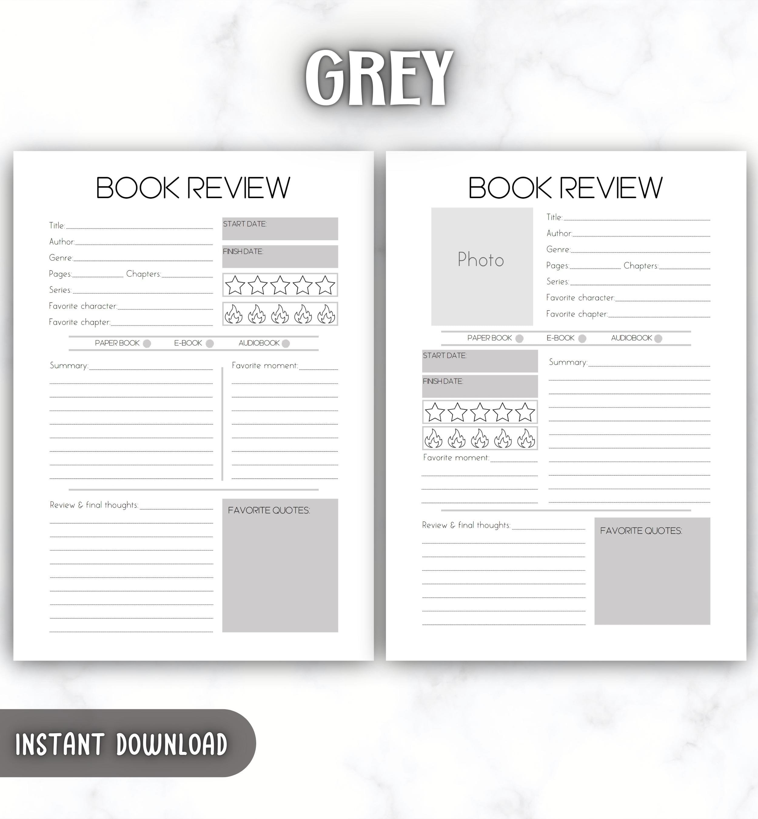 Book Review Template Printable Reading Journal Reading - Etsy Australia