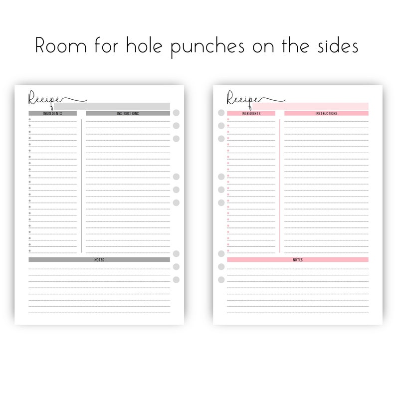 Recipe Template Printable Blank Recipe Page Cookbook - Etsy