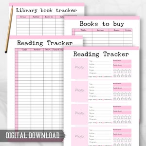 Book Reading Journal Printable Pink Reading Planner Bundle, Book ...