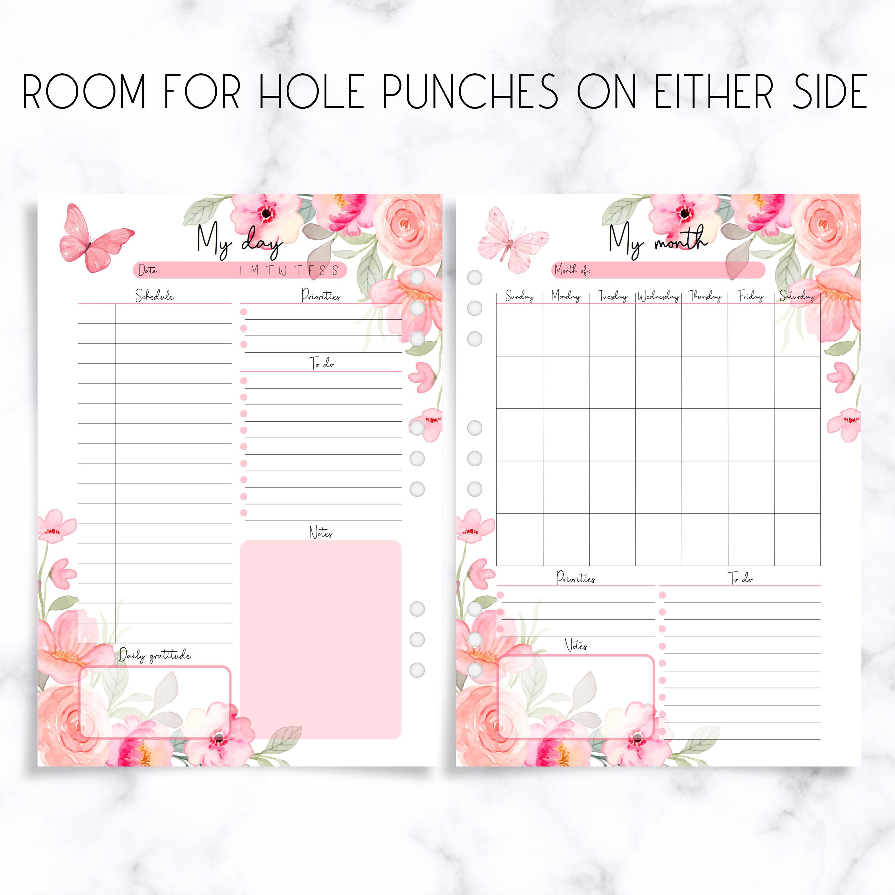 Floral Planner Bundle Printable Flower Themed Planner Daily - Etsy