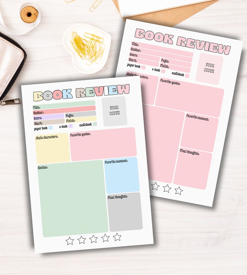 Book Review Printable Cute Book Review Template for Kids - Etsy