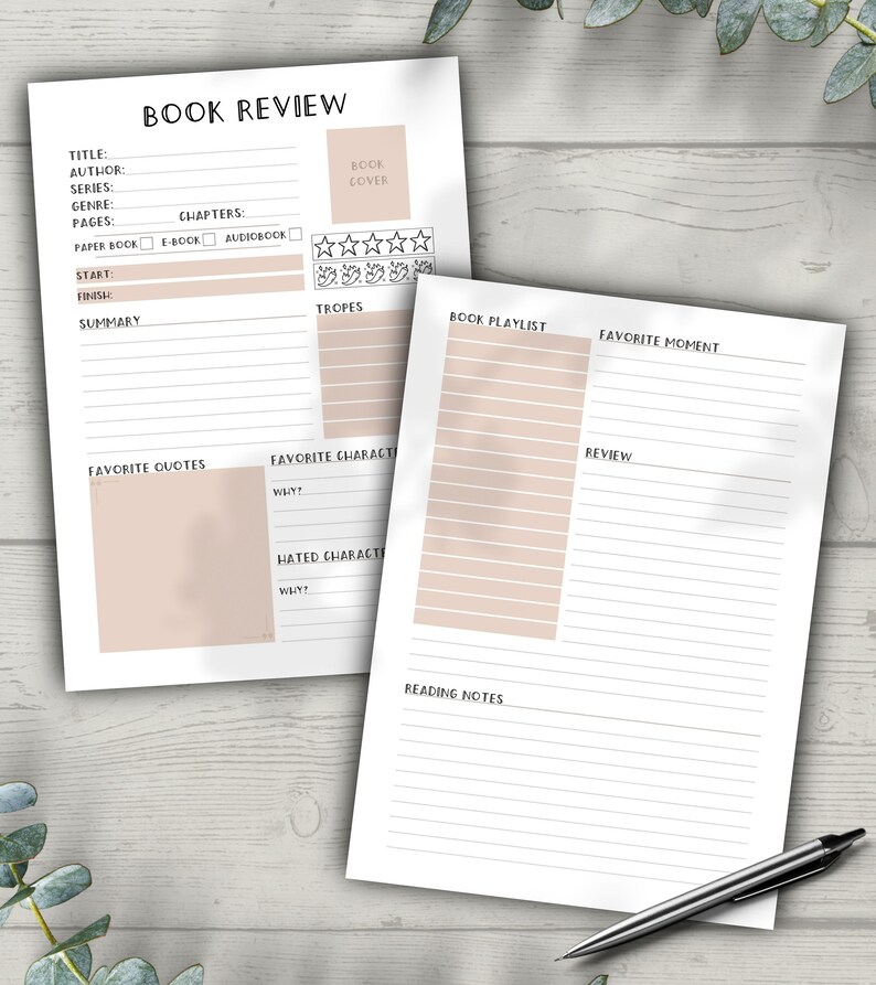 Printable Book Review Template Reading Tracker Printable - Etsy