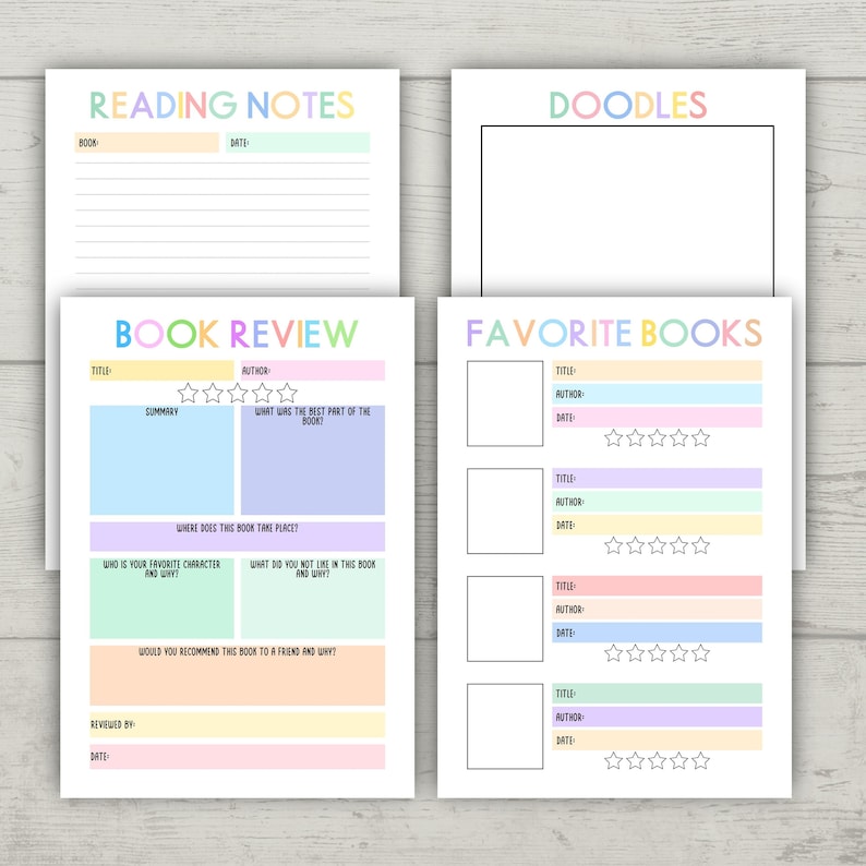 Kids Reading Journal Printable Bookshelf Reading Log for Kids - Etsy