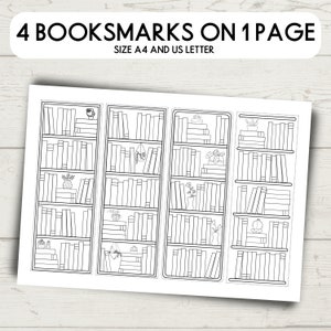 Printable Bookshelf Bookmarks, Reading tracker, Coloring Bookmarks Printable, Bookshelf Template, 50 books Bookshelf Bookmark image 2