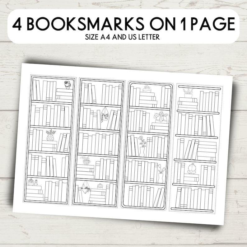 Printable Bookshelf Bookmarks, Reading tracker, Coloring Bookmarks Printable, Bookshelf Template, 50 books Bookshelf Bookmark image 2