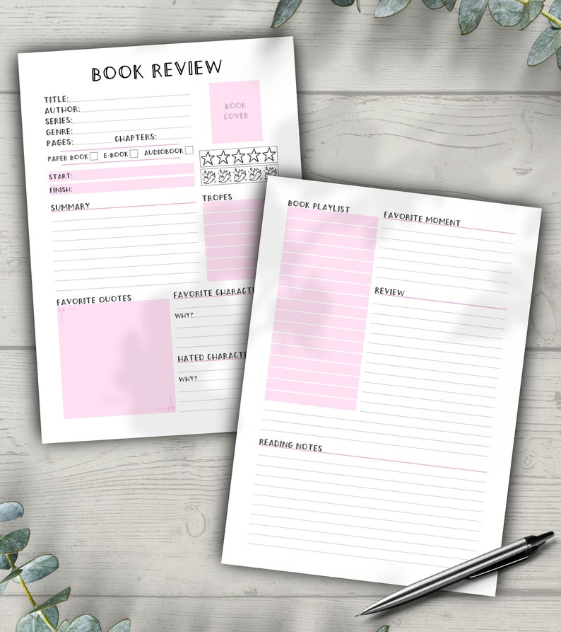Printable Book Review Template Reading Tracker Printable - Etsy