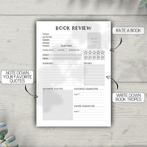 Printable Book Review Template, Reading Tracker, Printable Reading ...