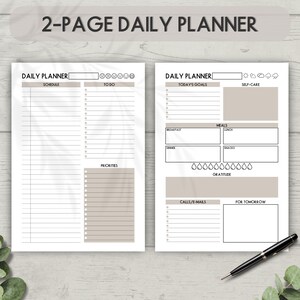 Printable Planner Bundle, 2 Page Daily Planner, 2 Page Weekly Planner ...