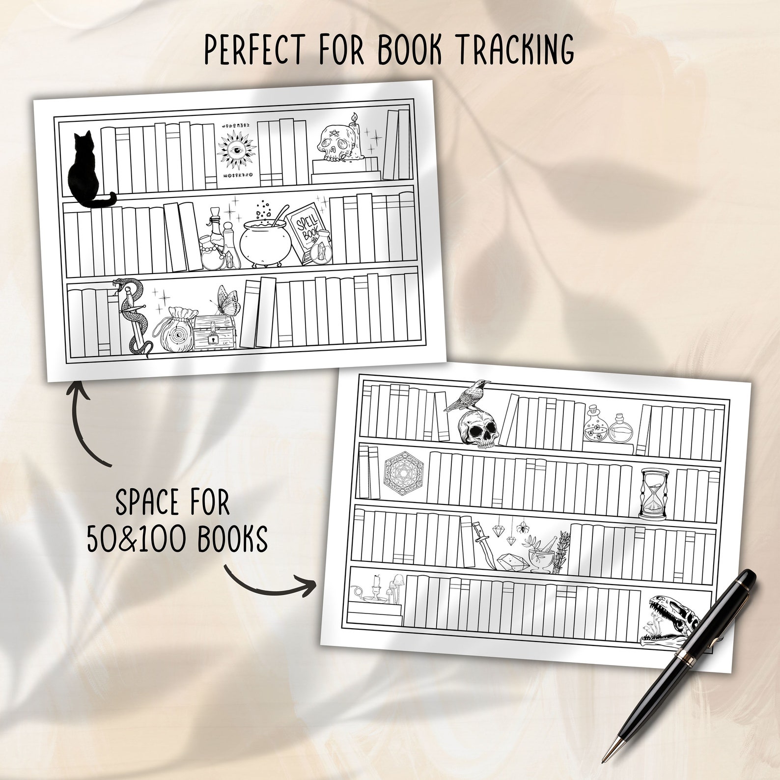 Fantasy Bookshelf Reading Tracker: 50 & 100 Books (digital Download) - Etsy