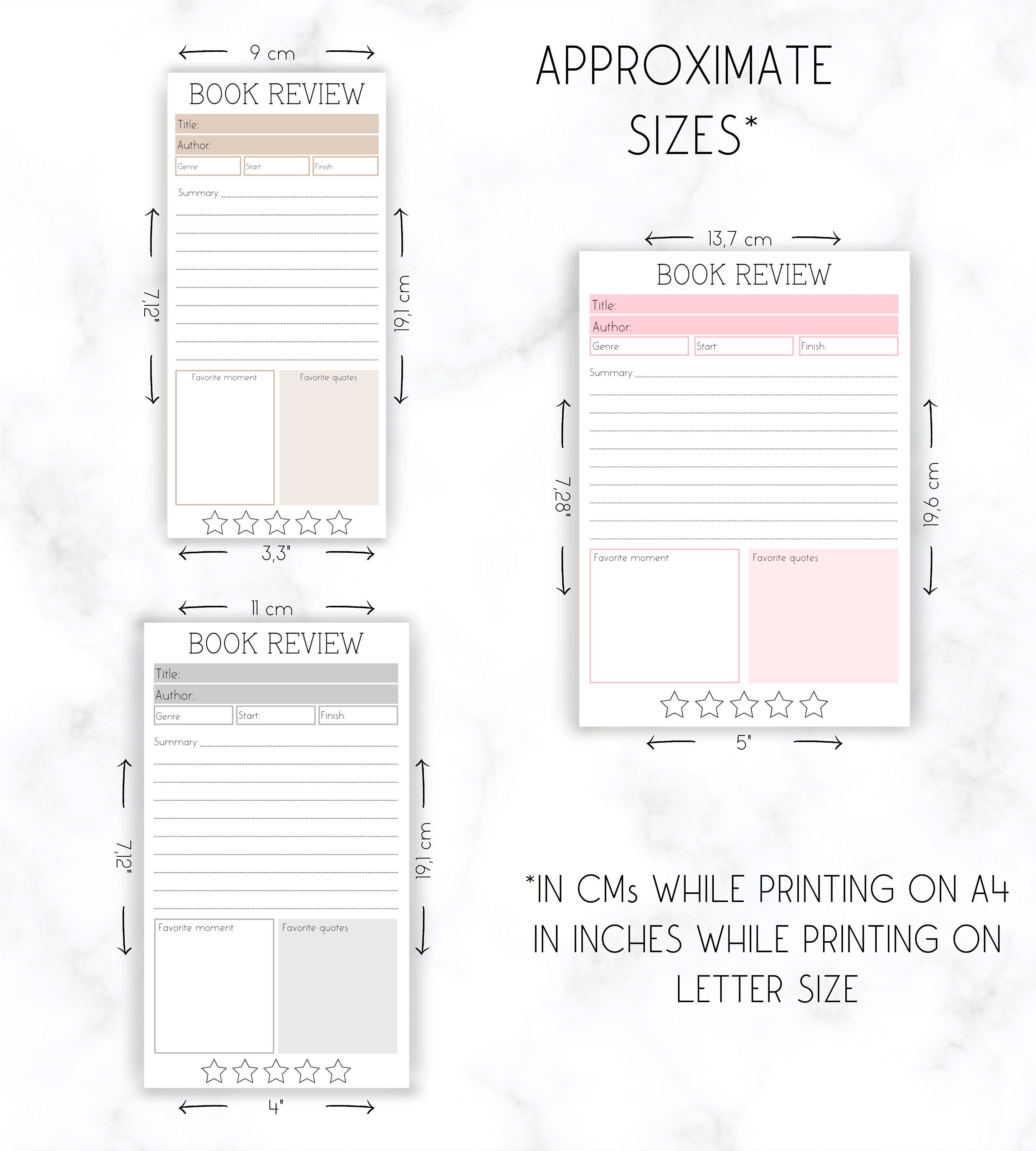 Book Review Bookmarks Printable Reading Tracker Review Etsy
