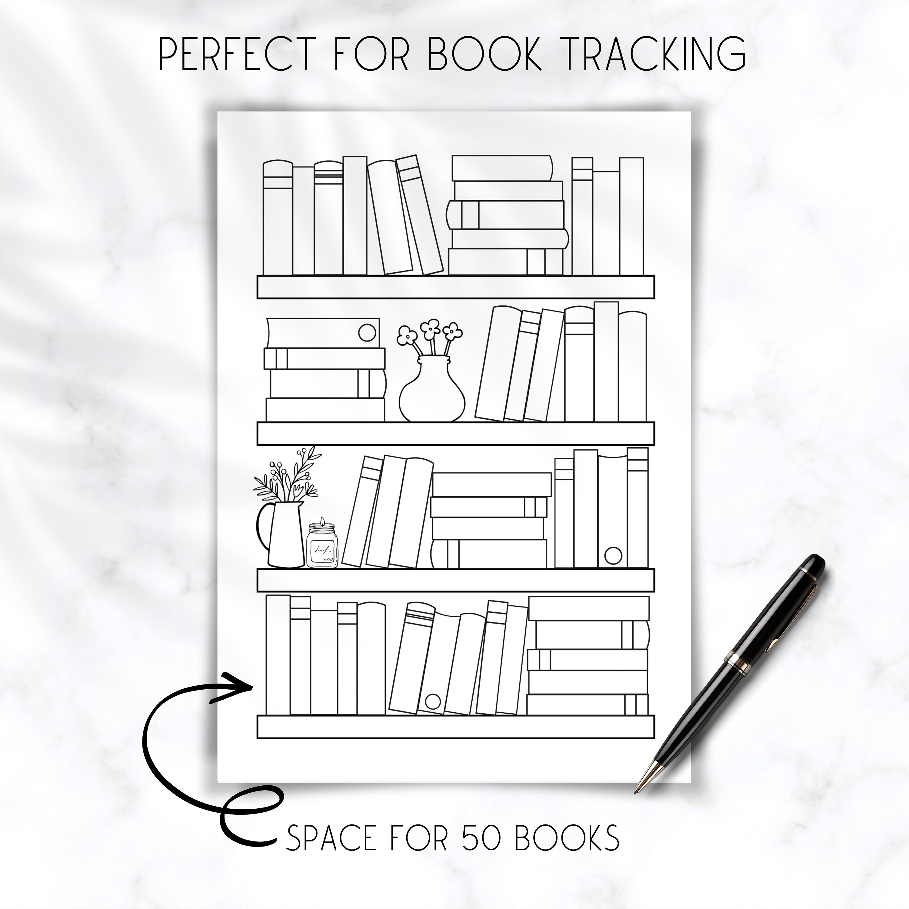 Bookshelf Reading Tracker Printable: 50 Books Challenge (a4/a5/letter ...