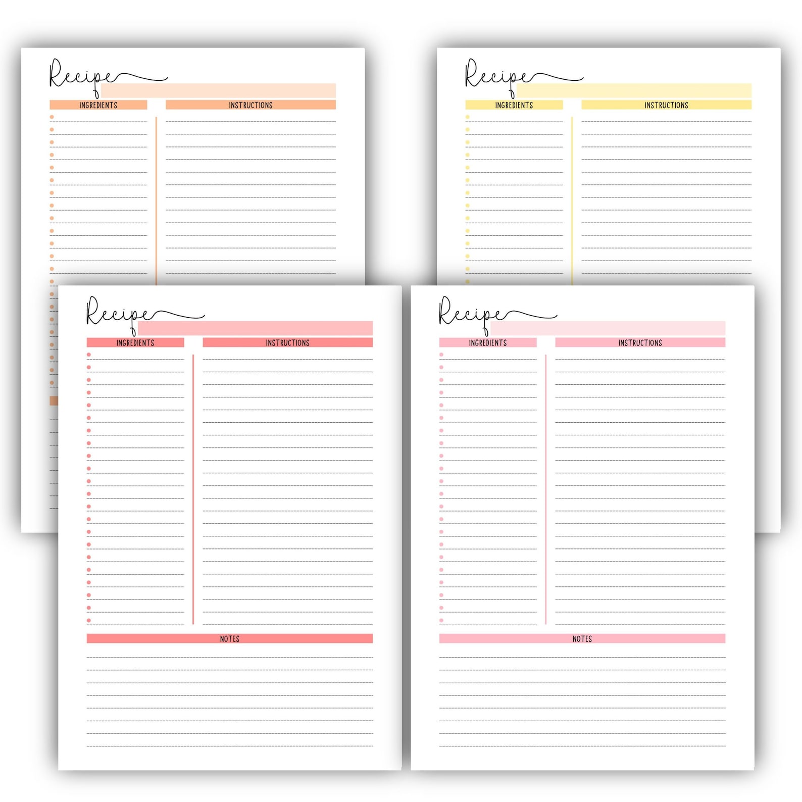 Recipe Template Printable, Blank Recipe Page, Cookbook Template, Recipe ...