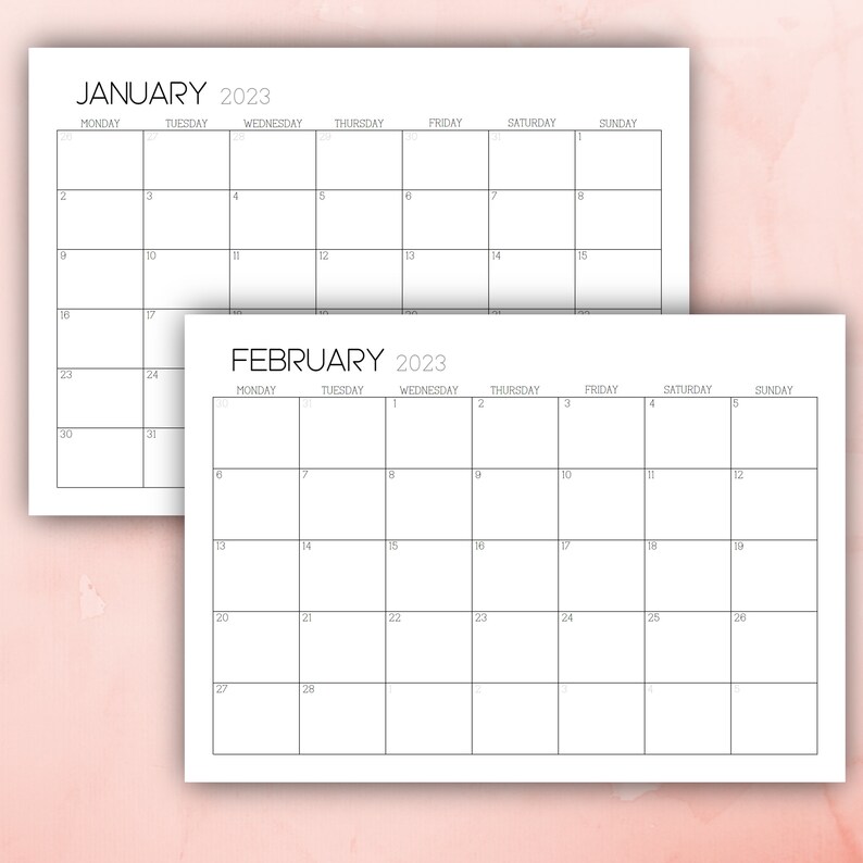 2023-calendar-printable-landscape-2023-minimalist-planner-etsy