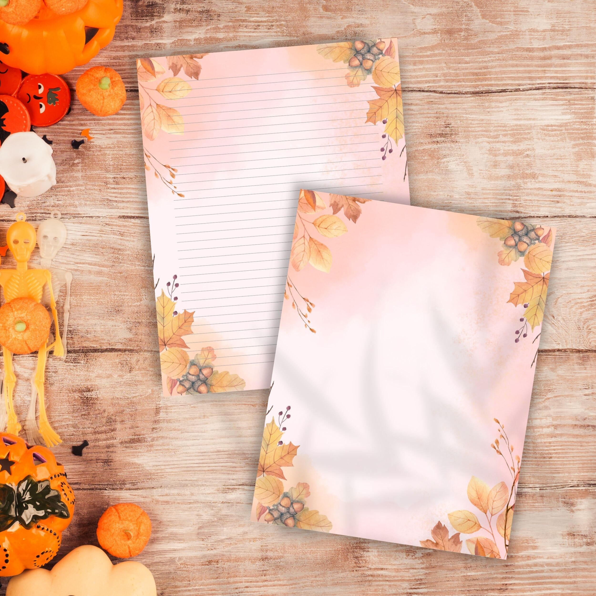 Autumn Stationery Printable Autumn Writing Paper Watercolor Etsy