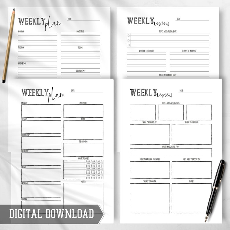 Planner Bundle Printable Daily Planner Weekly Planner Monthly - Etsy
