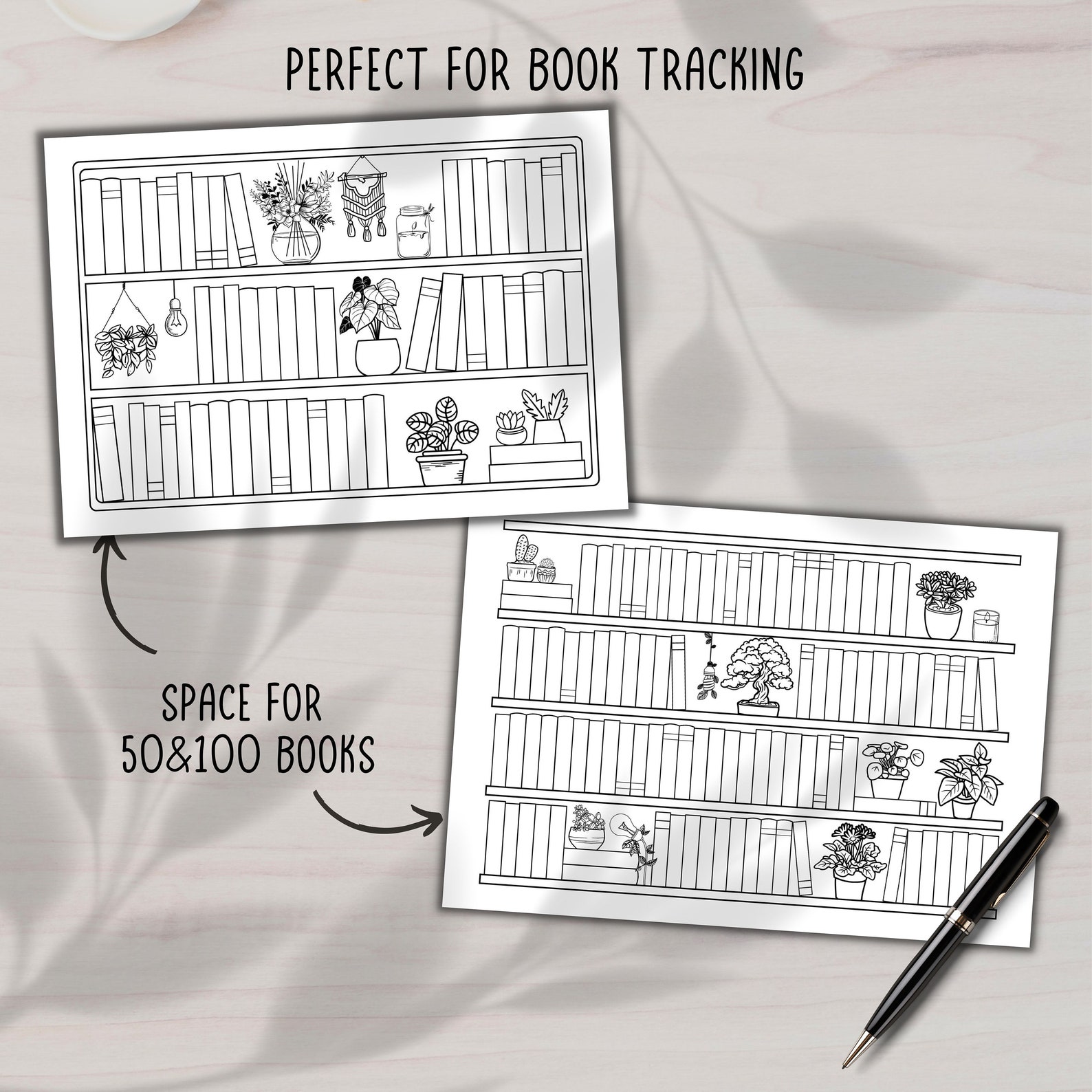 Bookshelf Reading Tracker Printable: 50 & 100 Books (PDF) - Etsy