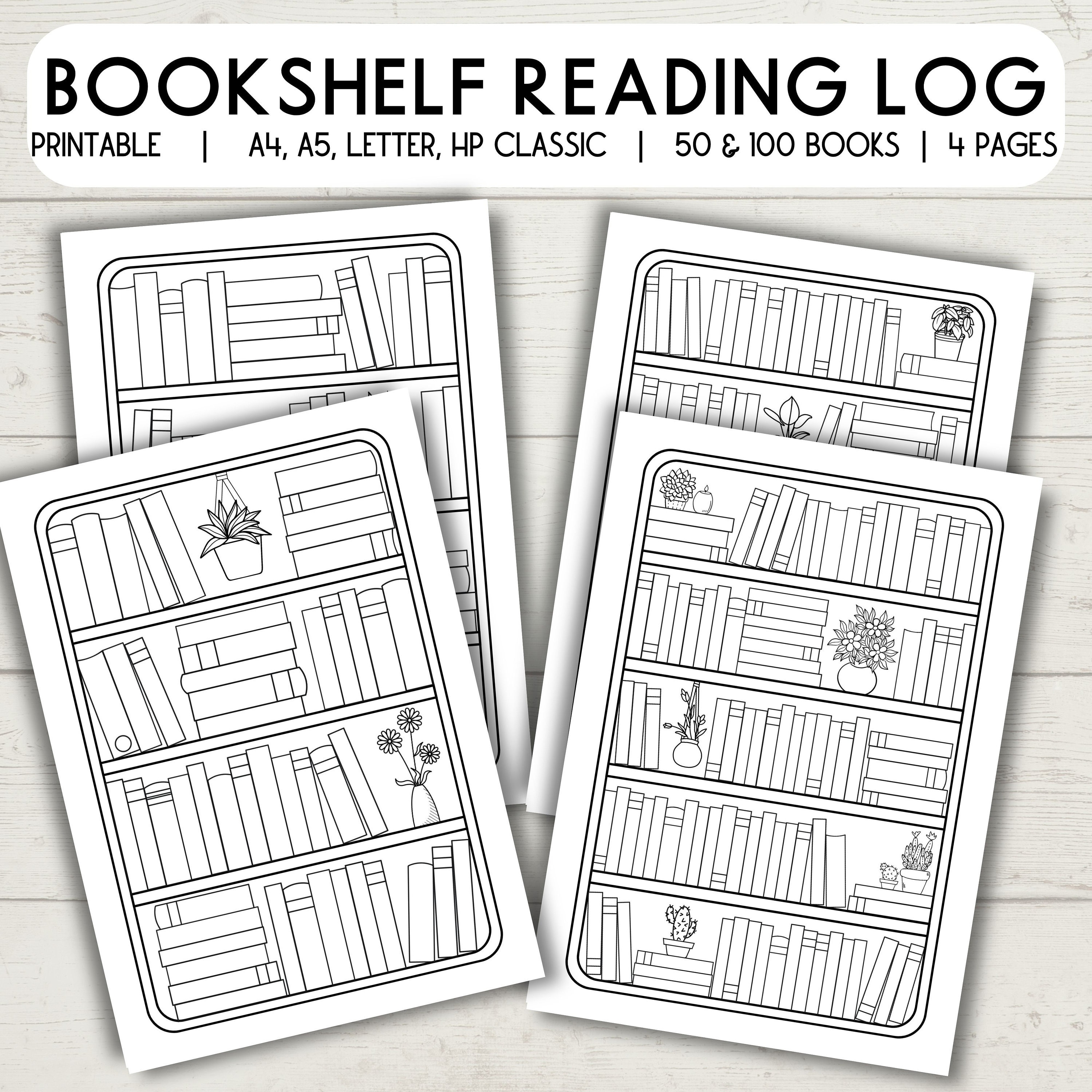 安価 ワタナベ Tracker Reading Printable, A5 A4 Log Reading Bookshelf 絵本・児童書