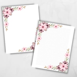 Printable Floral Stationery, Cute Writing Paper, Flower Stationery A4 ...