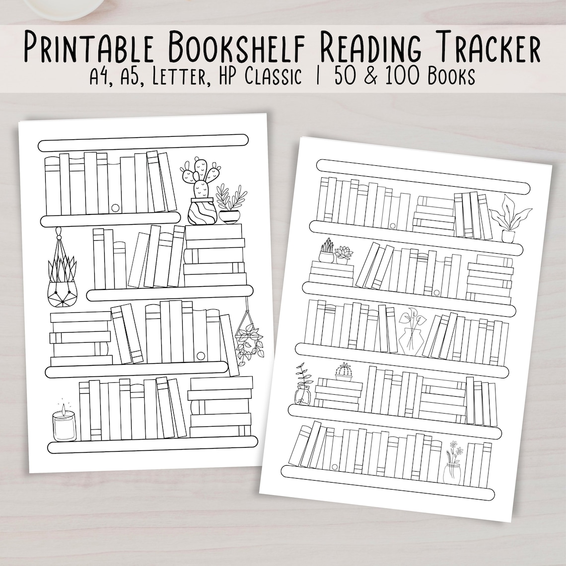 Reading Tracker Printable Bookshelf Reading Log A4 A5 Letter - Etsy