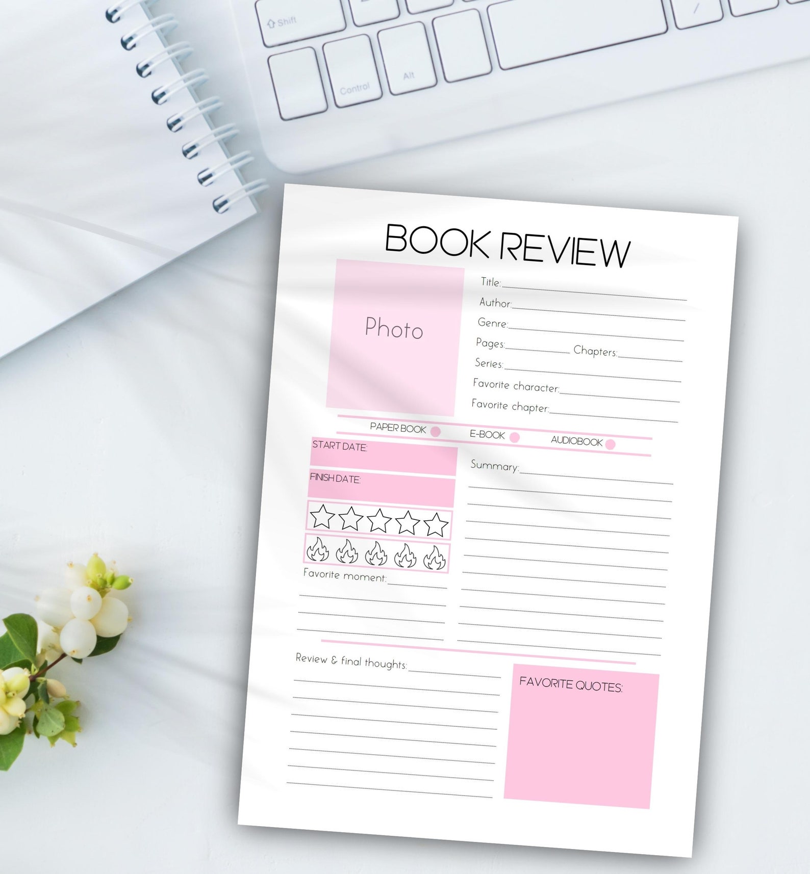 Book Review Template Printable Reading Journal, Reading Tracker, A4 A5 ...