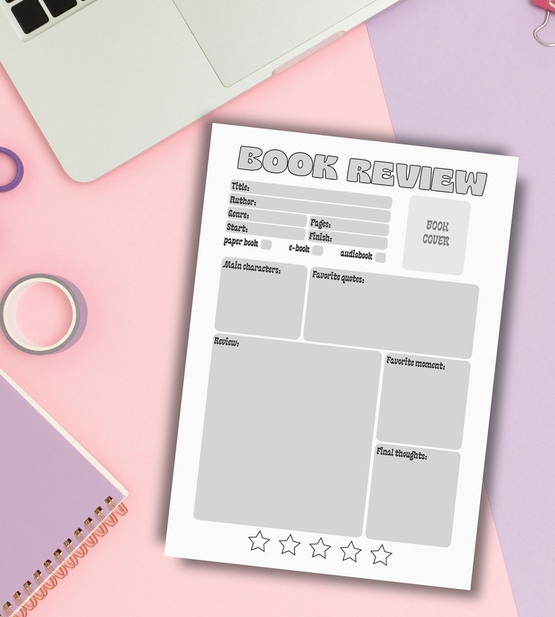 Book Review Printable Cute Book Review Template for Kids - Etsy
