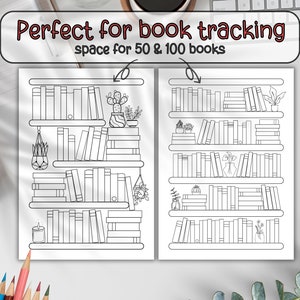 Reading Tracker Printable, Bookshelf Reading Log A4 A5 Letter HP ...