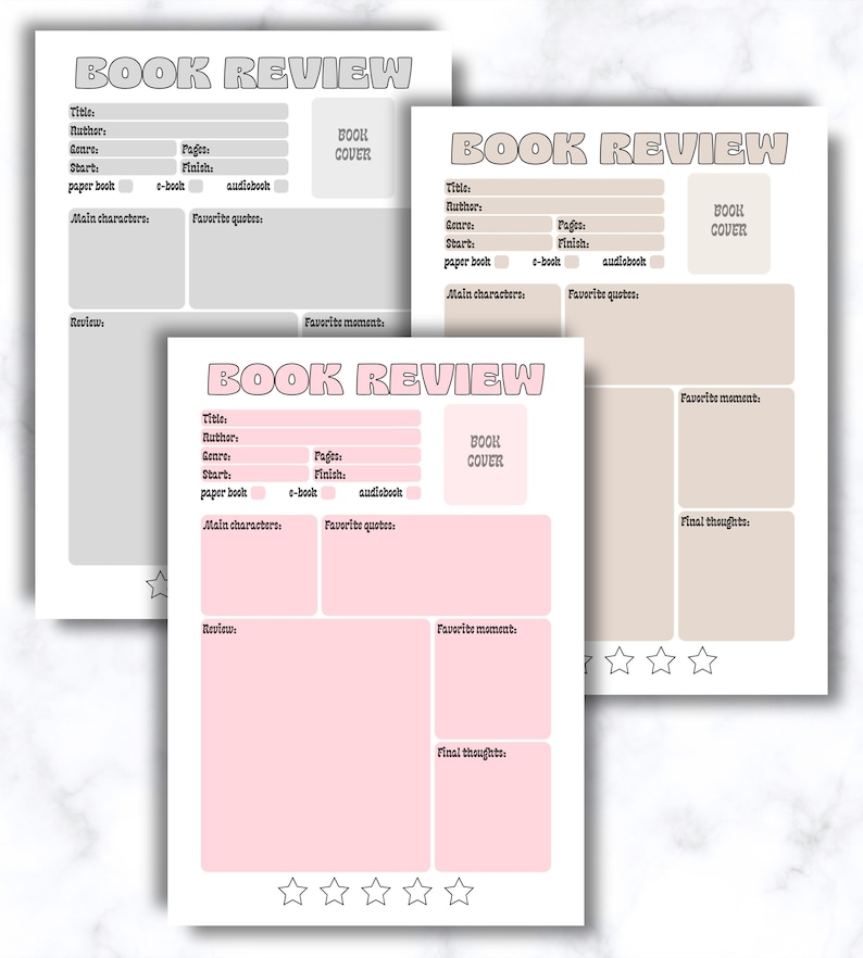 Book Review Printable Cute Book Review Template for Kids - Etsy