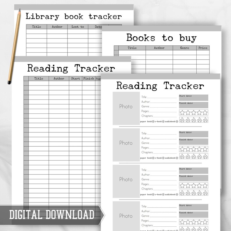 Printable Reading Journal Bundle: Book Review, Tracker, Planner ...