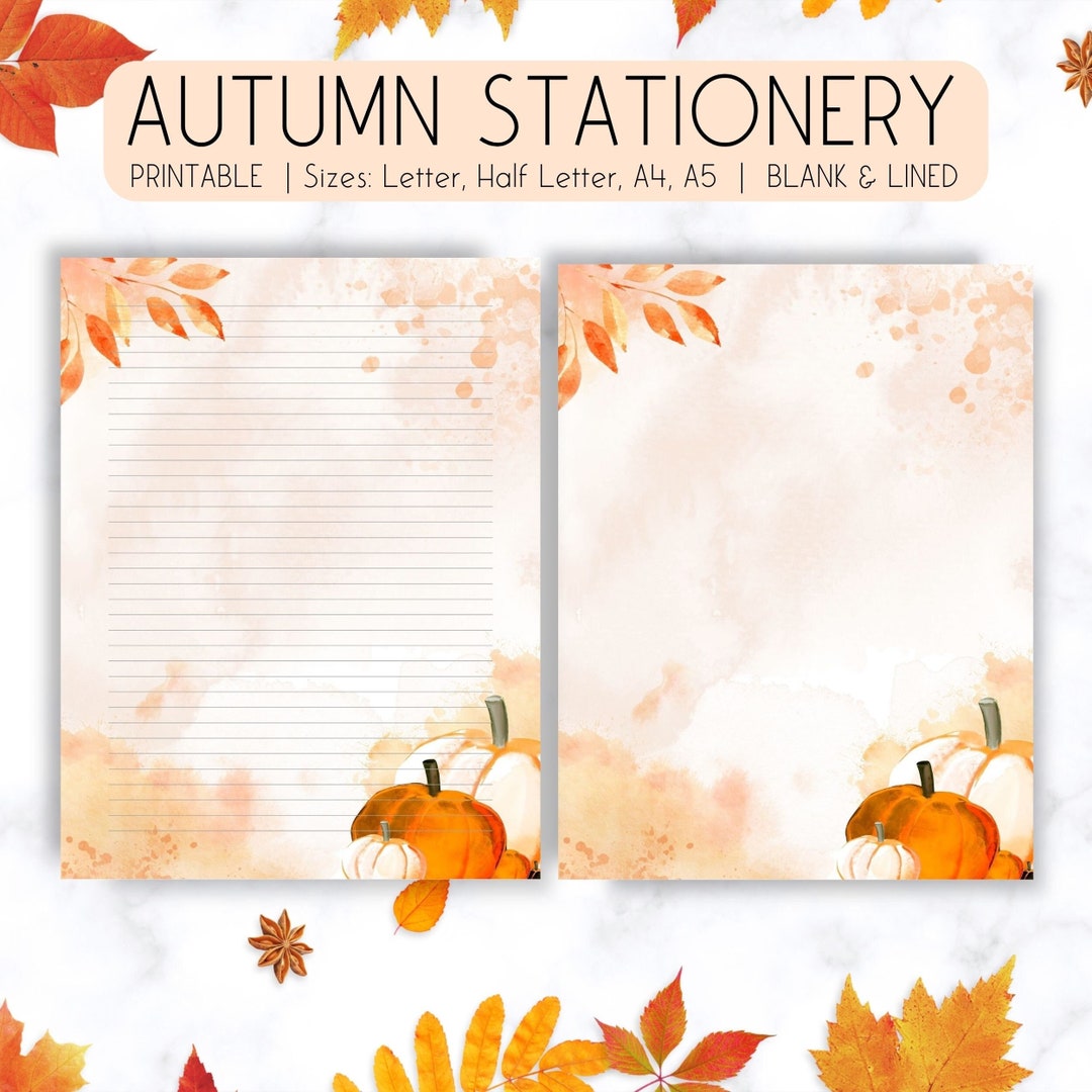 Printable Autumn Stationery, Autumn Writing Paper, Watercolor Fall ...
