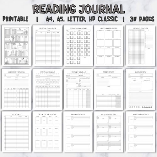 Printable Reading Journal Printable Book Tracker Printable - Etsy