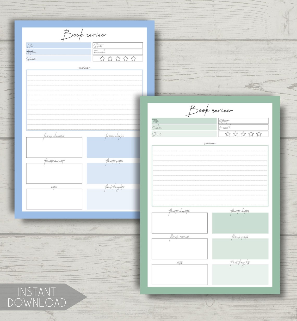 Printable Book Review Template: Colorful Reading Tracker (PDF) - Etsy