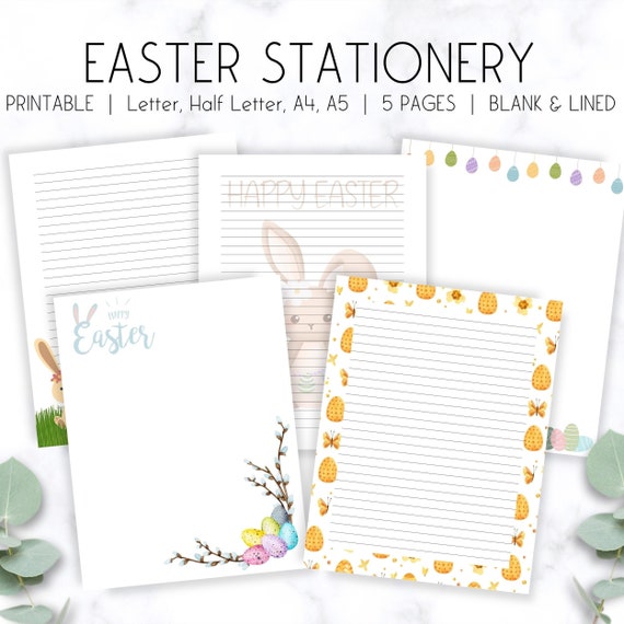 Easter Stationery Printable: Lined & Blank Letter Writing Paper (Digital Download)