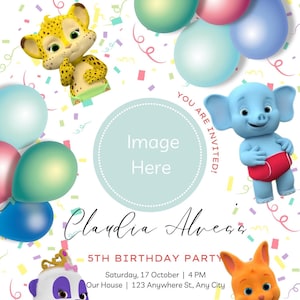 Word Party Birthday Custom Invitation CANVA Editable Printable Template , Word Party Kids Birthday Party e-Invite