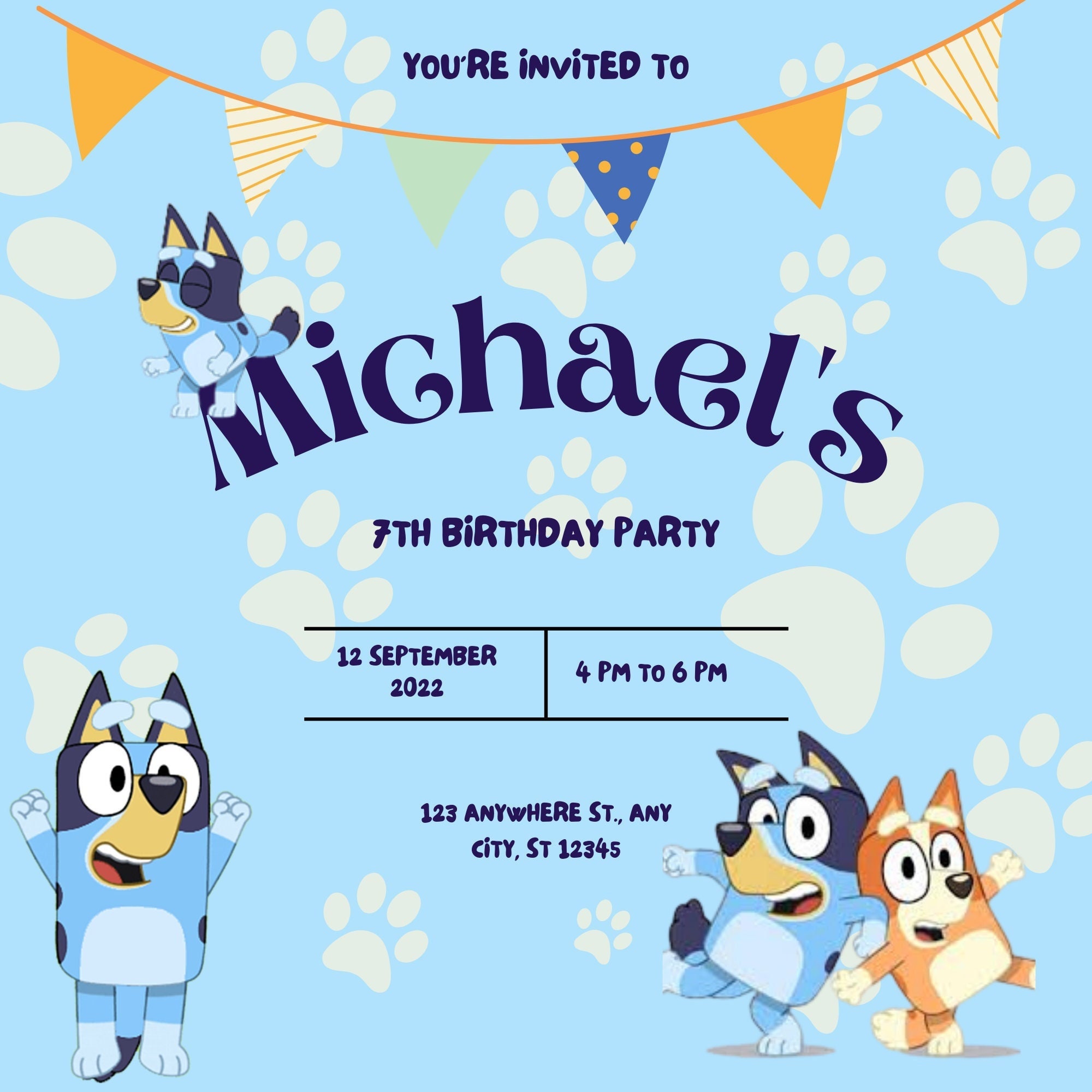 Bluey Birthday Custom Invitation CANVA Editable Printable Template Bluey Birthday Custom Invitation CANVA Editable Printable Template