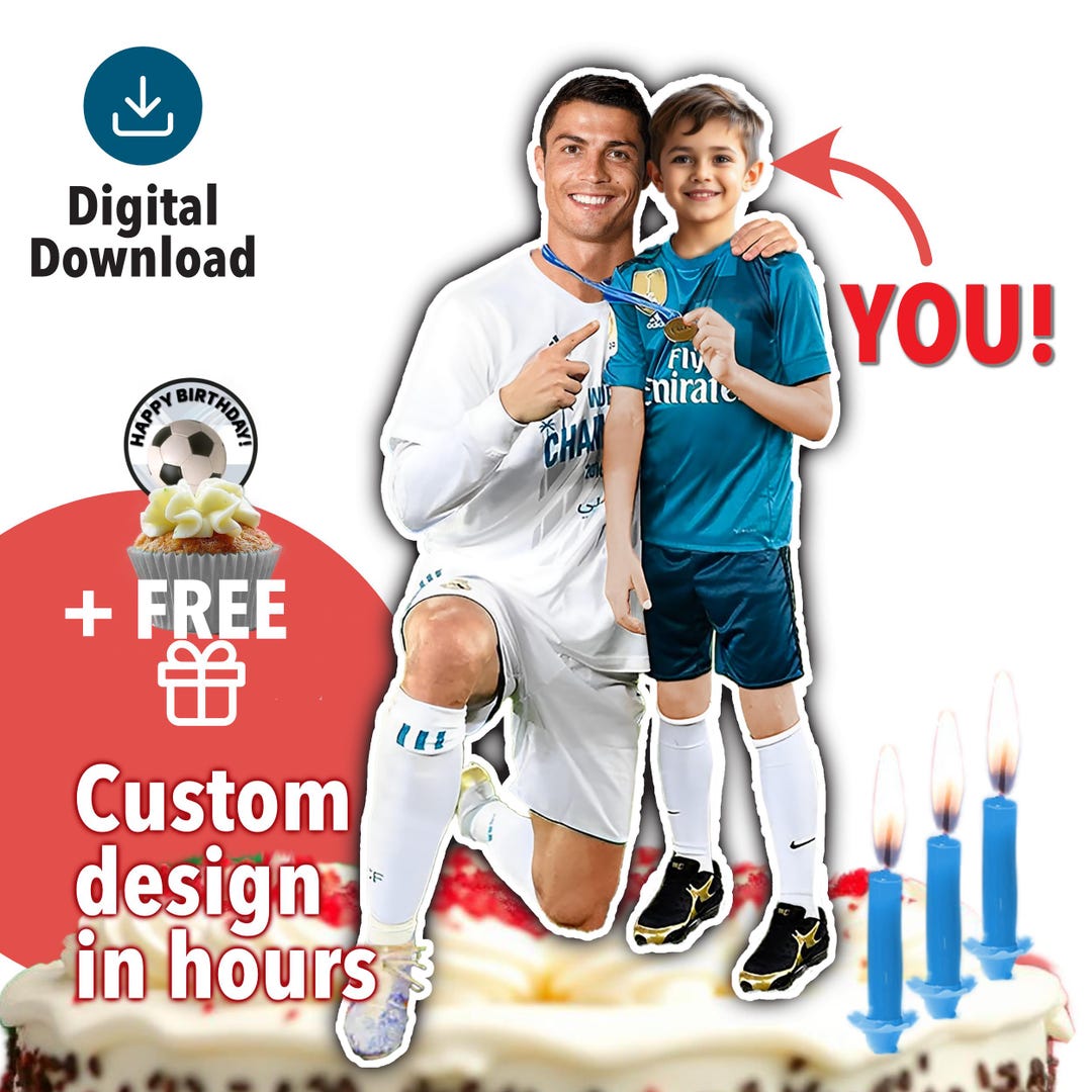 CR7 Cake Topper With Photo Personalized Soccer Birthday Printable