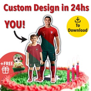 CR7 Portugal Cake Topper Cristiano Ronaldo Birthday Decor Soccer Party Printable Digital Download Football Theme Topper Soccer Party Decor