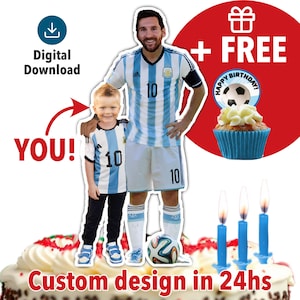 Personalized Cake Topper Messi Printable Cake Decor Soccer Cakee Topper Messi Argentina Cake Topper adorno de torta de messi